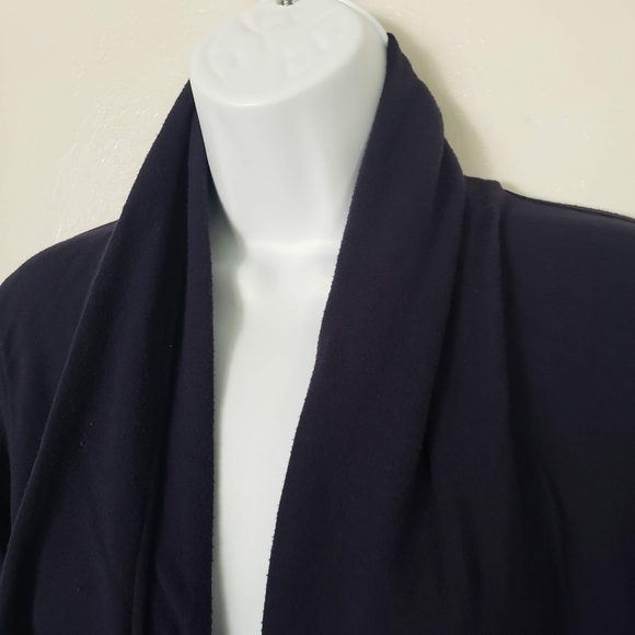 Theory Medium Navy Blue Draped Front Cardigan Quarter Sleeve Soft Cozy Sweater - Picture 4 of 8